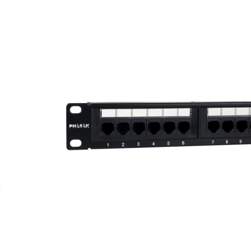 Phasak - Patch panel 19" 24P Cat.6 UTP RJ45 DUAL 1U + Organizador - PU 2424
