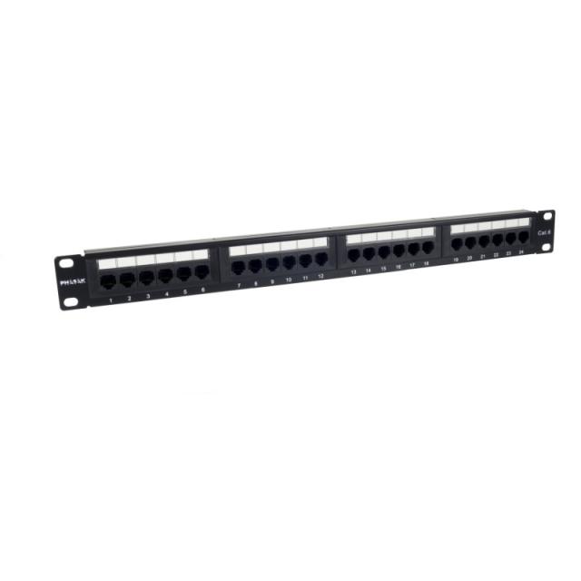 Phasak - Patch panel 19" 24P Cat.6 UTP RJ45 DUAL 1U + Organizador - PU 2424