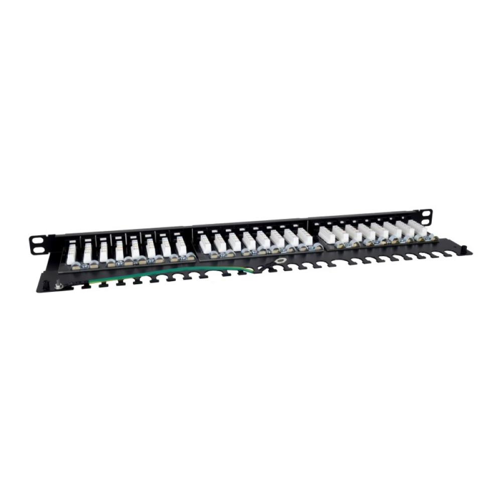 Phasak - Patch panel 19" 24P Slim Cat.6A UTP RJ45 DUAL 0.5U - PU 4811