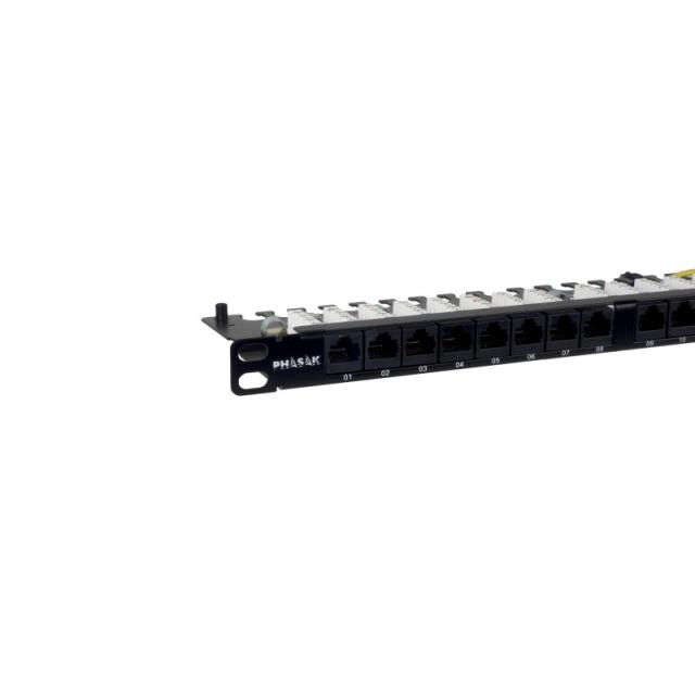 Phasak - Patch panel 19" 24P Slim Cat.6A UTP RJ45 DUAL 0.5U - PU 4811