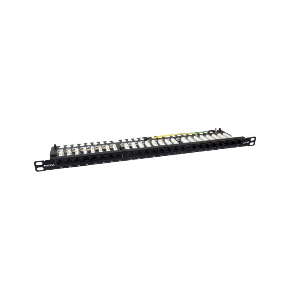 Phasak - Patch panel 19" 24P Slim Cat.6A UTP RJ45 DUAL 0.5U - PU 4811