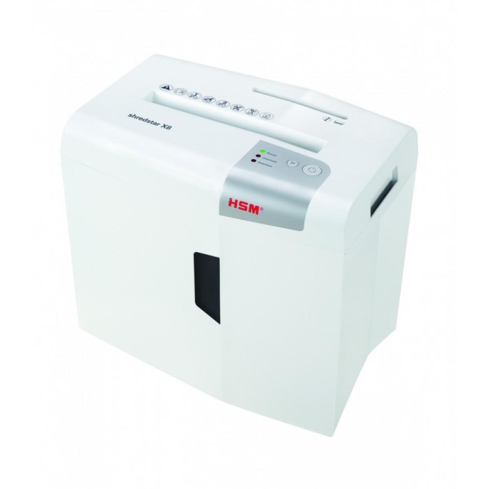 HSM - X8 triturador de papel Corte en partículas 58 dB 22 cm Plata, Blanco