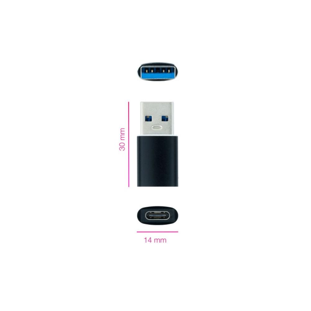 Nanocable - Adaptador USB-A 3.1 a USB-C, USB-A/M-USB-C/H, Negro