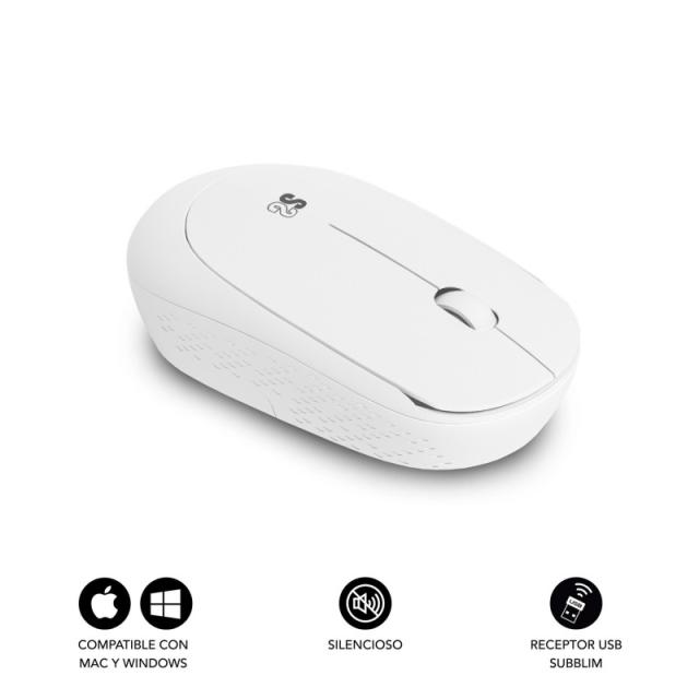 SUBBLIM - Ratón Business Plus Silencioso inalámbrico 2.4G 1200 DPI Blanco