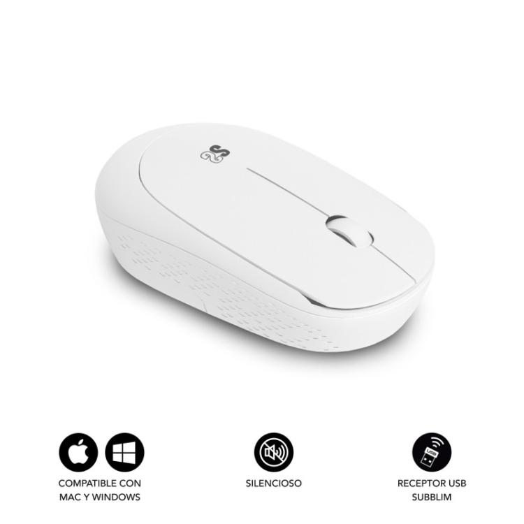 SUBBLIM - Ratón Business Plus Silencioso inalámbrico 2.4G 1200 DPI Blanco