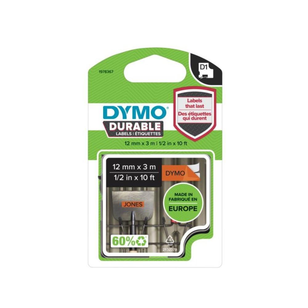 DYMO - D1 - Etiquetas Durable - negro sobre naranja - 12mm x 3m