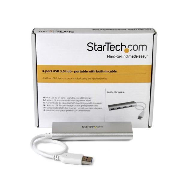 StarTech.com - Hub Ladrón USB 3.0 de 4 Puertos - Hub Concentrador USB-A - Alimentado por el Bus - 5Gbps - Hub USB Portátil - Car