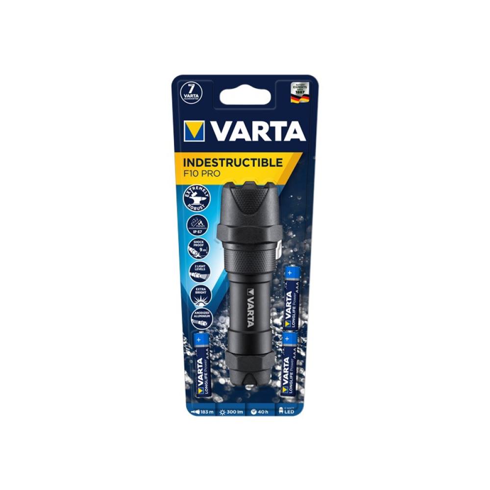 Varta - INDESTRUCTIBLE F10 PRO Negro Linterna de mano LED