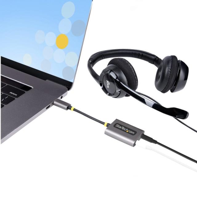 StarTech.com - Divisor USB-C de Auriculares - Adaptador USB Tipo C a 2 Auriculares - Multiplicador para Dos Auriculares con Micr