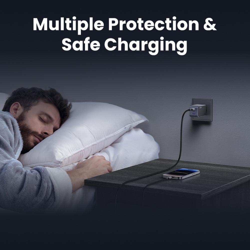 Ugreen - Nexode Air 65W sieninis kroviklis, USB + 2x USB-C pilkos spalvos Ordenador portátil, Teléfono móvil, Ratón, Portátil, B