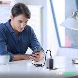 Ugreen - Nexode Air 65W sieninis kroviklis, USB + 2x USB-C pilkos spalvos Ordenador portátil, Teléfono móvil, Ratón, Portátil, B