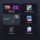 Ugreen - Nexode Air 65W sieninis kroviklis, USB + 2x USB-C pilkos spalvos Ordenador portátil, Teléfono móvil, Ratón, Portátil, B