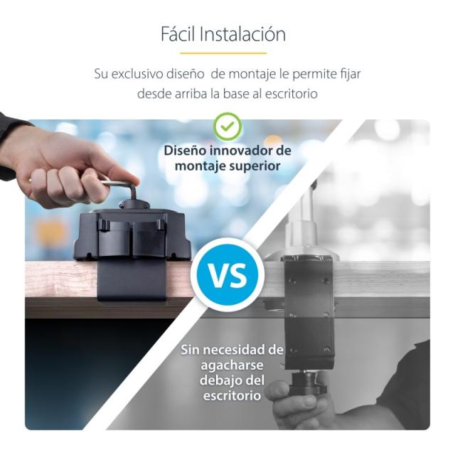 StarTech.com - Soporte de Escritorio para 3 Monitores VESA 75x75/100x100 de 27 Pulgadas - Grommet o Abrazadera en C - Ajuste sin