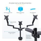 StarTech.com - Soporte de Escritorio para 3 Monitores VESA 75x75/100x100 de 27 Pulgadas - Grommet o Abrazadera en C - Ajuste sin