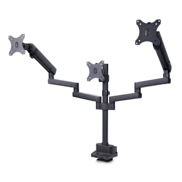 StarTech.com - Soporte de Escritorio para 3 Monitores VESA 75x75/100x100 de 27 Pulgadas - Grommet o Abrazadera en C - Ajuste sin