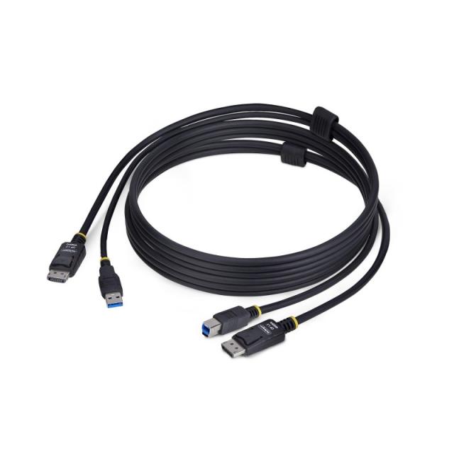 StarTech.com - Cable KVM DisplayPort y USB 3.0 5Gbps de 1,8m - 4K 60Hz - Cable Combo DP 1.2 y USB para Switch Conmutador KVM