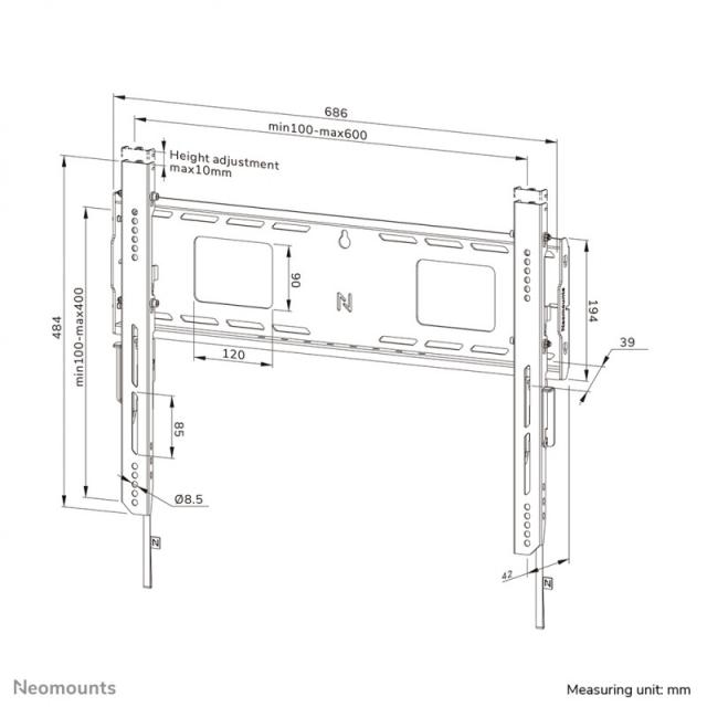 Neomounts - WL30-750BL16 Soporte de pared robusto 42-86" - fijo - bloqueable - instalación rápida - TÜV