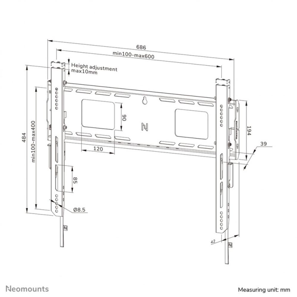 Neomounts - WL30-750BL16 Soporte de pared robusto 42-86" - fijo - bloqueable - instalación rápida - TÜV