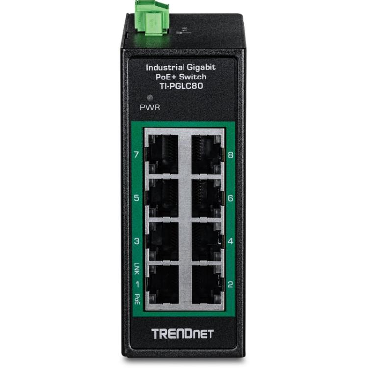 Trendnet - TI-PGLC80 switch No administrado Gigabit Ethernet (10/100/1000) Energía sobre Ethernet (PoE) Negro