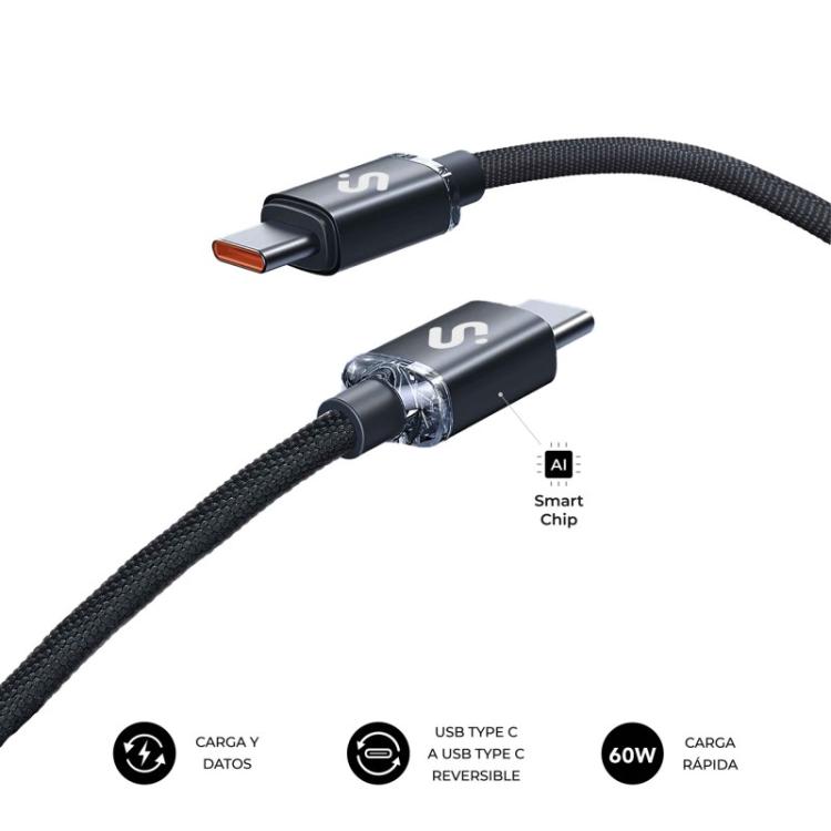 SUBBLIM - CABLE OPTIMUS 60W C-C 1m BLACK