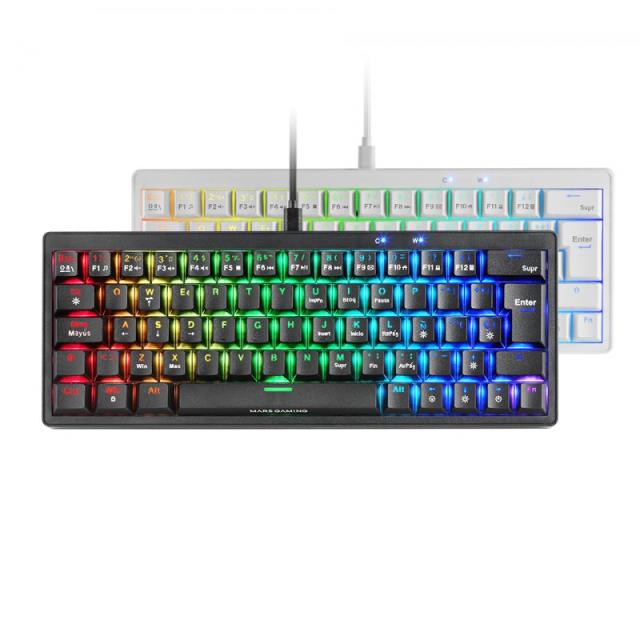Mars Gaming - MKMINIPRO, Teclado Mecánico Ultra-Compacto 60%, Switches Mecánicos Hot-Swappable, Iluminación RGB C - MKMINIPROBES