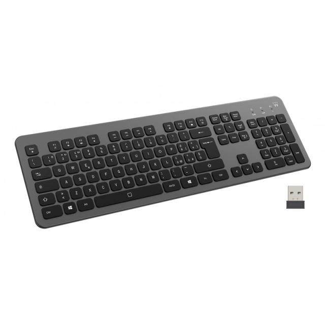 Ewent - EW3296 teclado Universal RF inalámbrica + USB QWERTY Español Negro, Gris