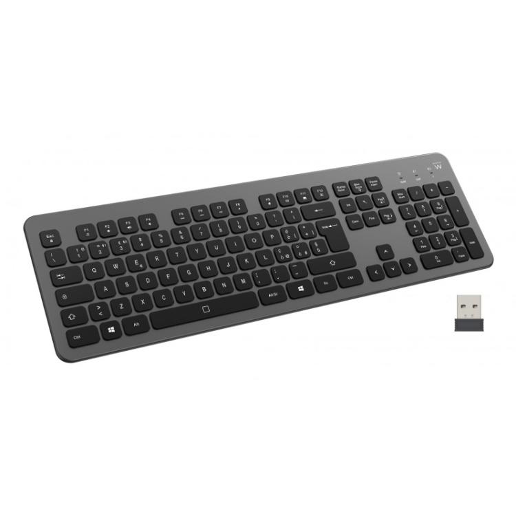 Ewent - EW3296 teclado Universal RF inalámbrica + USB QWERTY Español Negro, Gris