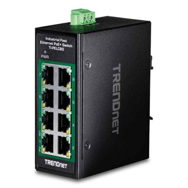 Trendnet - TI-PELC80 switch No administrado Fast Ethernet (10/100) Energía sobre Ethernet (PoE) Negro
