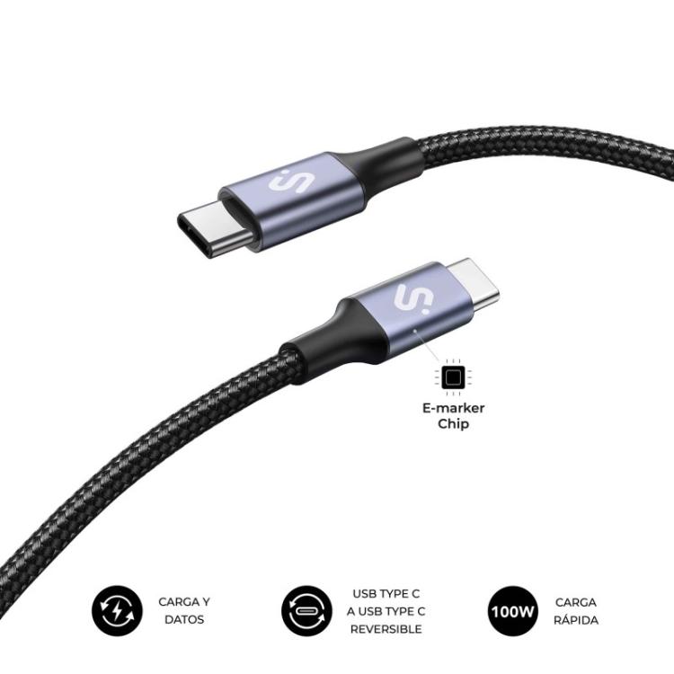 SUBBLIM - CABLE PLUS 100W C-C 1m BLACK