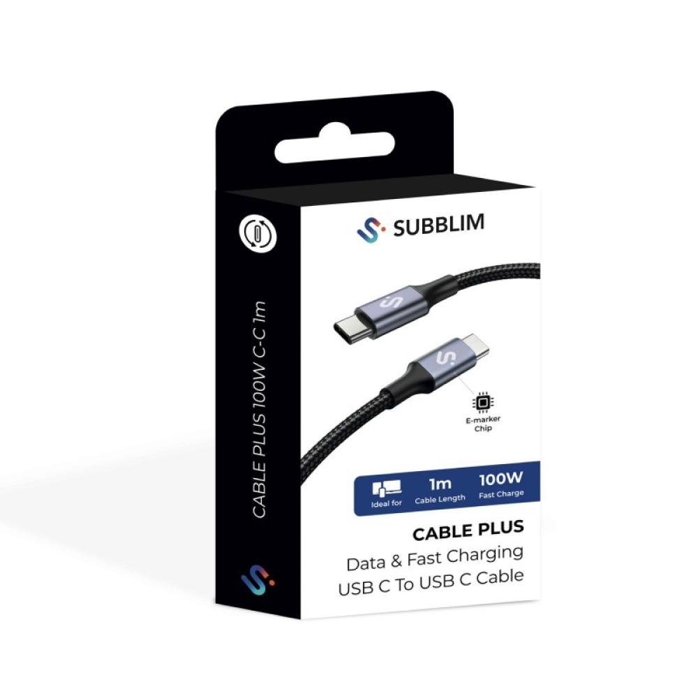 SUBBLIM - CABLE PLUS 100W C-C 1m BLACK