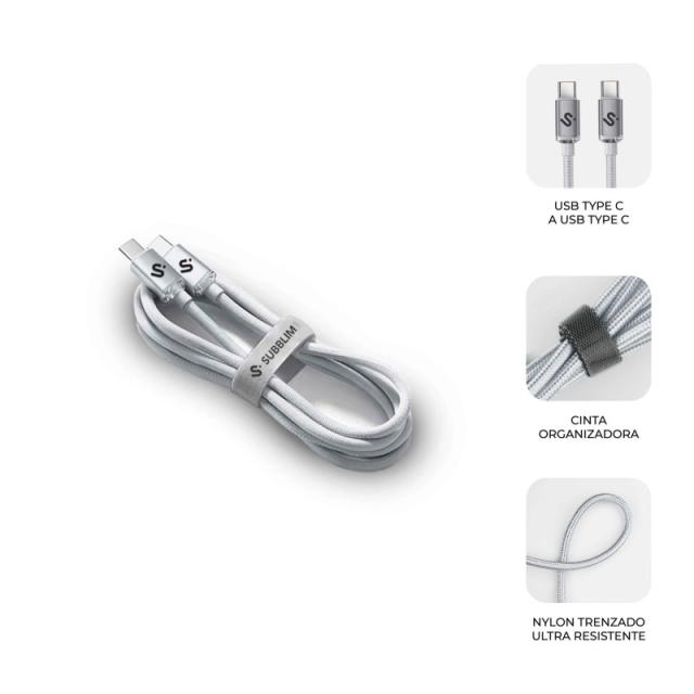 SUBBLIM - CABLE OPTIMUS 60W C-C 2m WHITE