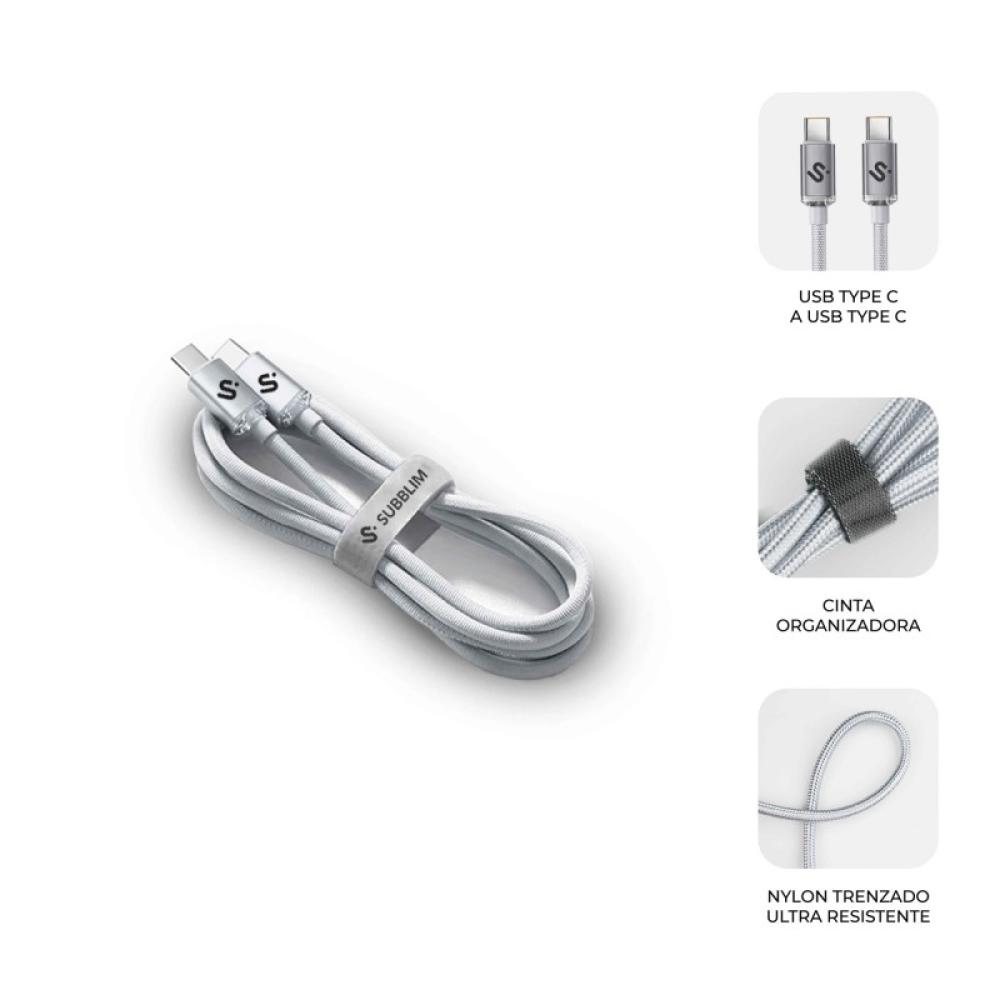 SUBBLIM - CABLE OPTIMUS 60W C-C 2m WHITE