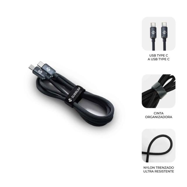 SUBBLIM - CABLE OPTIMUS 60W C-C 2m BLACK