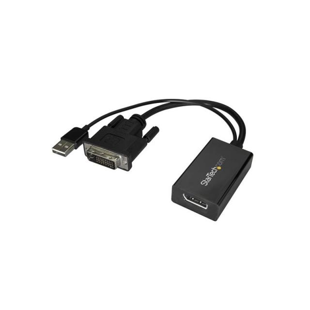 StarTech.com - Adaptador DVI a DisplayPort Alimentado por USB - Conversor DVI a DisplayPort - Convertidor DVI-D a DP - 1920x1200