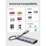 Ugreen - CM511 5-in-1 Adapter USB-C Hub to 3x USB3.0 + HDMI + TF/SD Gray