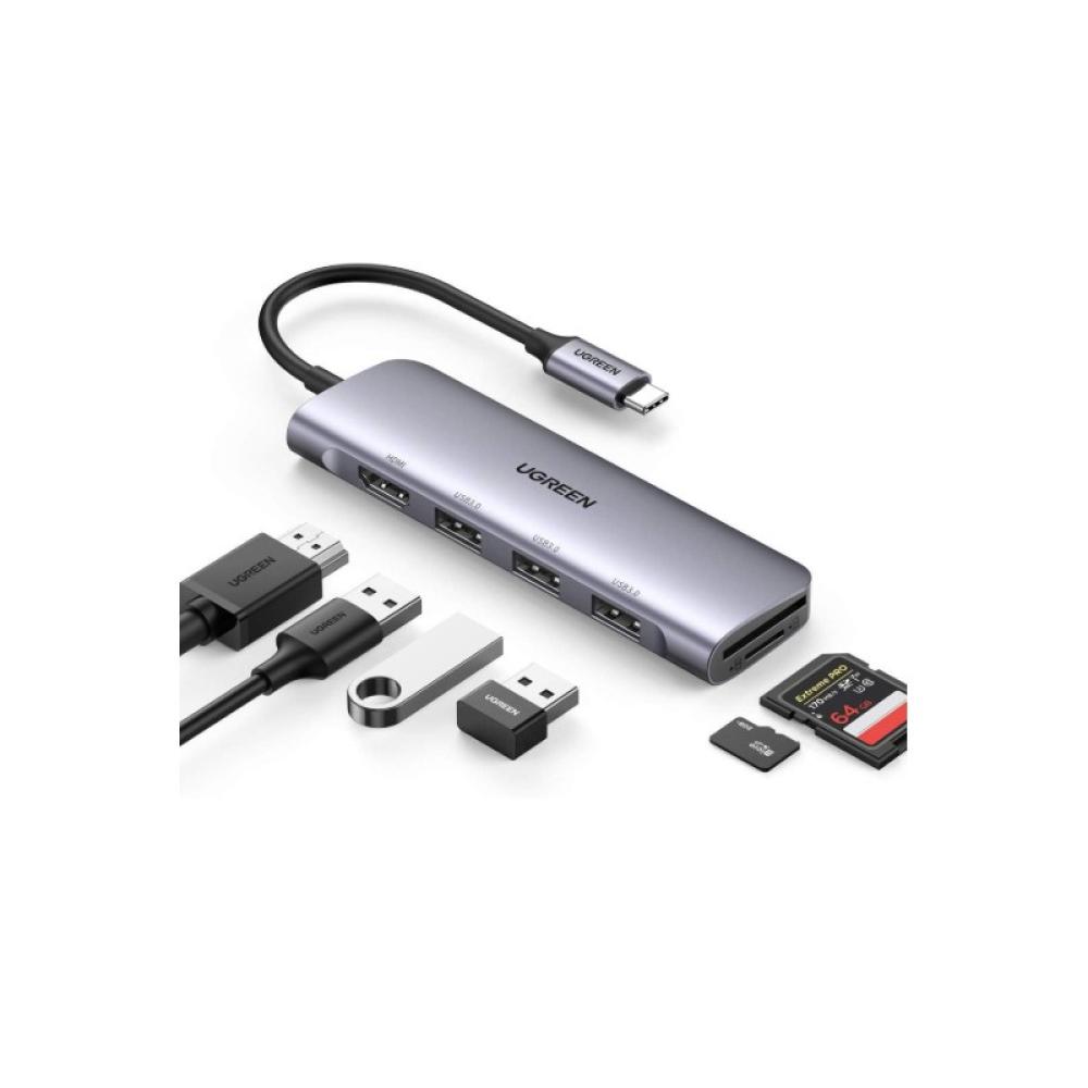 Ugreen - 20956A hub de interfaz USB Tipo C 5000 Mbit/s Plata