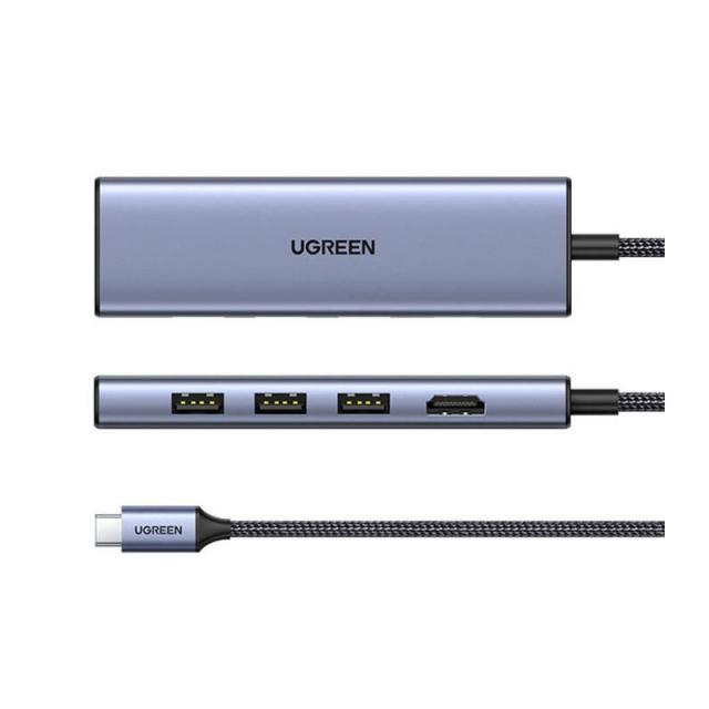 Ugreen - 20956A hub de interfaz USB Tipo C 5000 Mbit/s Plata