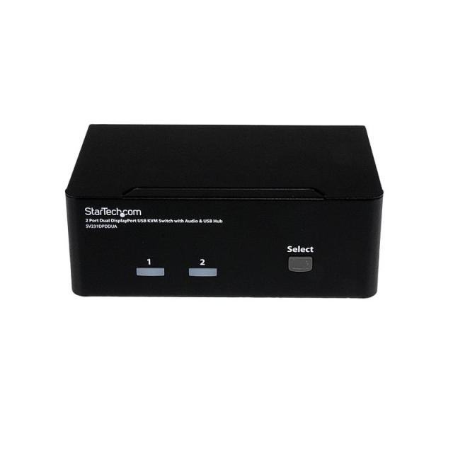 StarTech.com - Conmutador Switch KVM - 2 puertos USB 2.0 - Audio Vídeo DisplayPort 2 Monitores