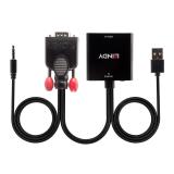 Lindy - 38284 adaptador de cable de vídeo VGA (D-Sub) + 3,5mm HDMI + USB Negro