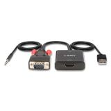 Lindy - 38284 adaptador de cable de vídeo VGA (D-Sub) + 3,5mm HDMI + USB Negro