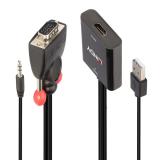 Lindy - 38284 adaptador de cable de vídeo VGA (D-Sub) + 3,5mm HDMI + USB Negro