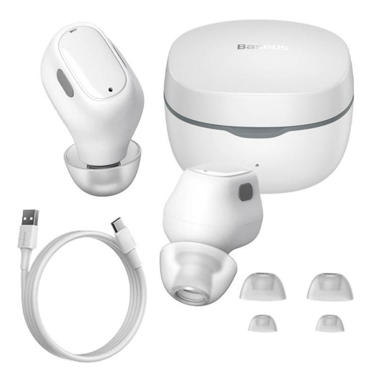 Baseus - WM01 Auriculares Inalámbrico Dentro de oído Llamadas/Música USB Tipo C Bluetooth Blanco