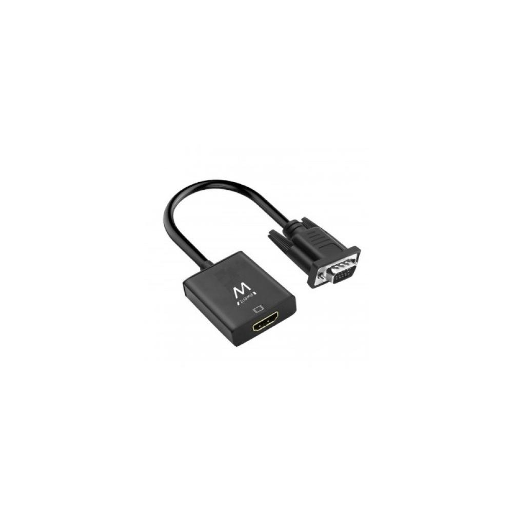 Ewent - EW9866 adaptador de cable de vídeo 0,202 m VGA (D-Sub) HDMI + 3.5mm Negro