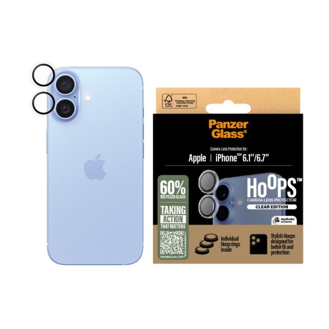 PanzerGlass - Hoops® Camera Lens Protector Transparent iPhone 16 / 16 Plus Protector de pantalla Apple 1 pieza(s)