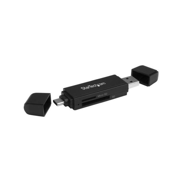 StarTech.com - Lector Grabador USB 3.0 USB-C Tipo C y USB-A de Tarjetas de Memoria Flash SD Micro SD Alimentado por USB