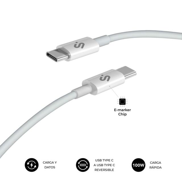 SUBBLIM - CABLE PLUS 100W C-C 2m WHITE