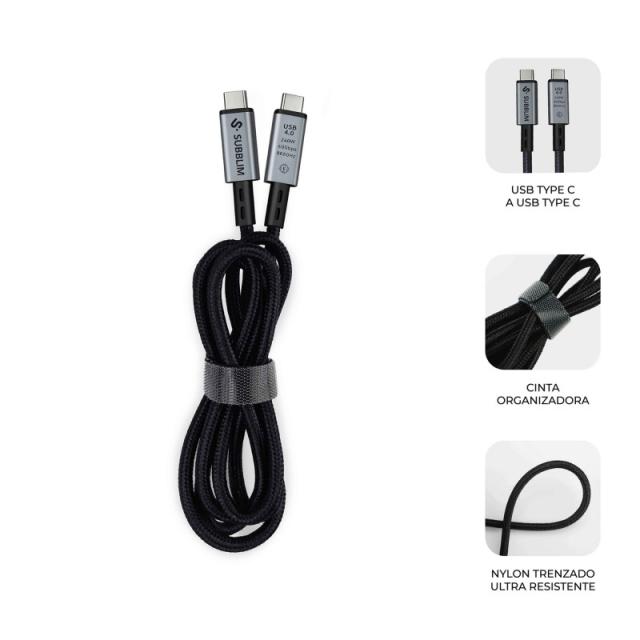 SUBBLIM - CABLE HIGH 240w C-C USB4.0 8K 1,5m