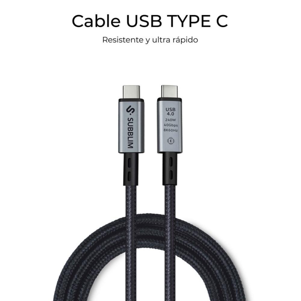 SUBBLIM - CABLE HIGH 240w C-C USB4.0 8K 1,5m
