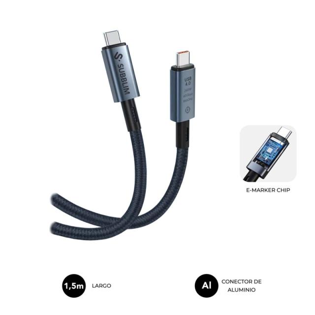 SUBBLIM - CABLE HIGH 240w C-C USB4.0 8K 1,5m