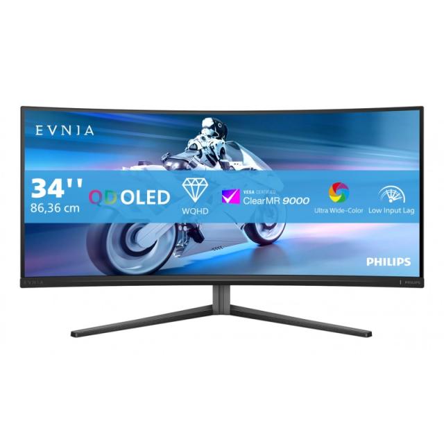 Philips - Evnia 34M2C6500/00 pantalla para PC 86,4 cm (34") 3440 x 1440 Pixeles Wide Quad HD QD-OLED Gris